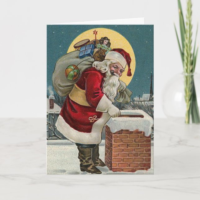 "Santa's Coming down the Chimney" Card (Front)
