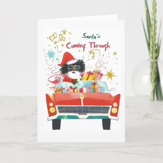Santa's Coming Through | Black Christmas Greeting Holiday Card