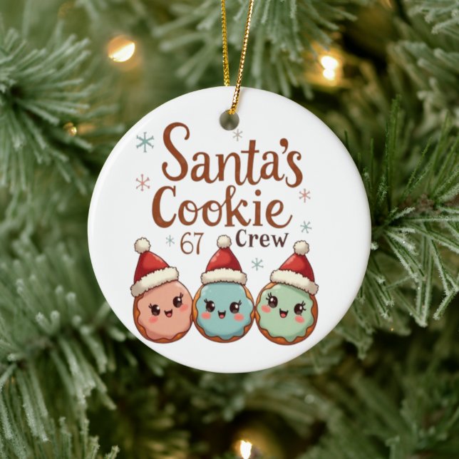 Santa's Cookie 67 Crew Ceramic Ornament (Tree)