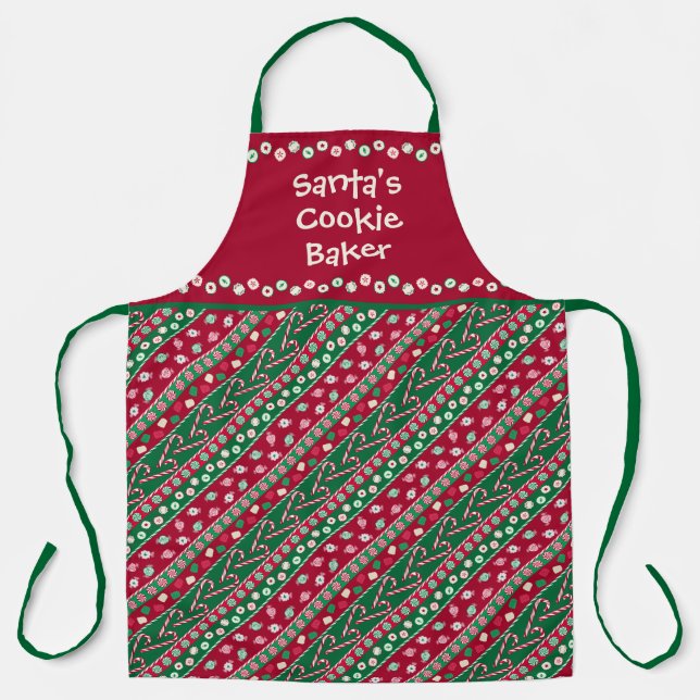 Santa's Cookie Baker l Old Fashion Christmas Candy Apron (Front)