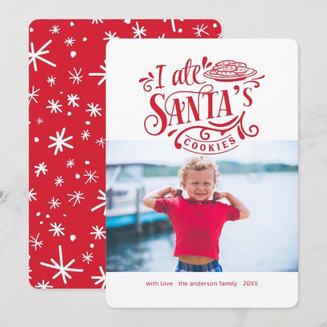 Santa's Cookies Holiday Christmas Funny Photo Card (Front/Back)