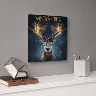 Santa's Crew Square Wall Clock
