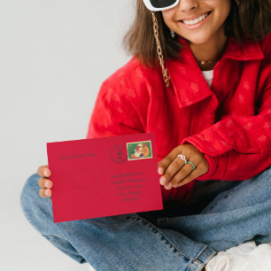 Santa's Crimson Greetings: Festive Christmas  Envelope