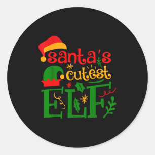 Santa's Cutest Elf Infant Pajamas Christmas Boy An Classic Round Sticker