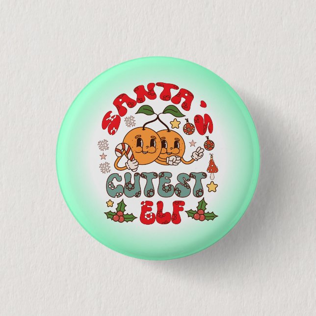 Santa's Cutest Elf Sublimation-80881 3 Cm Round Badge (Front)