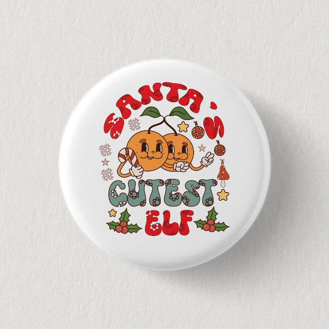 Santa's Cutest Elf Sublimation-80881 3 Cm Round Badge (Front)