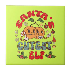 Santa's Cutest Elf Sublimation-80881 Ceramic Tile