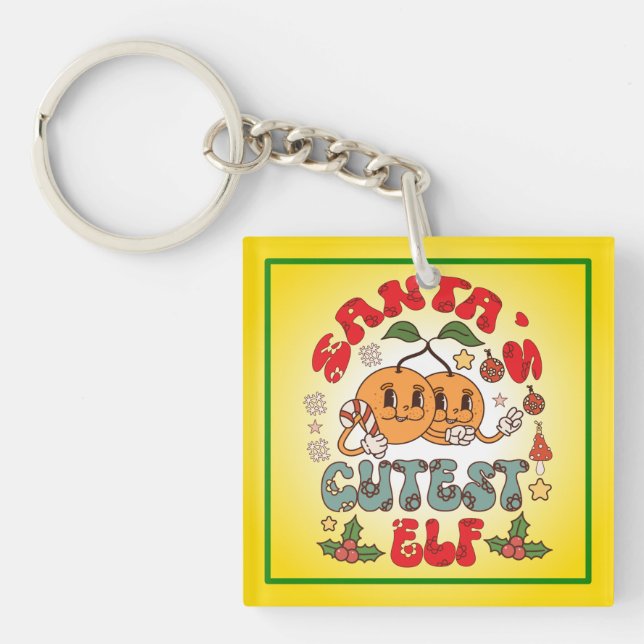 Santa's Cutest Elf Sublimation-80881 Key Ring (Front)