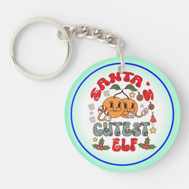 Santa's Cutest Elf Sublimation-80881 Key Ring (Front)