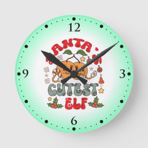 Santa's Cutest Elf Sublimation-80881 Round Clock
