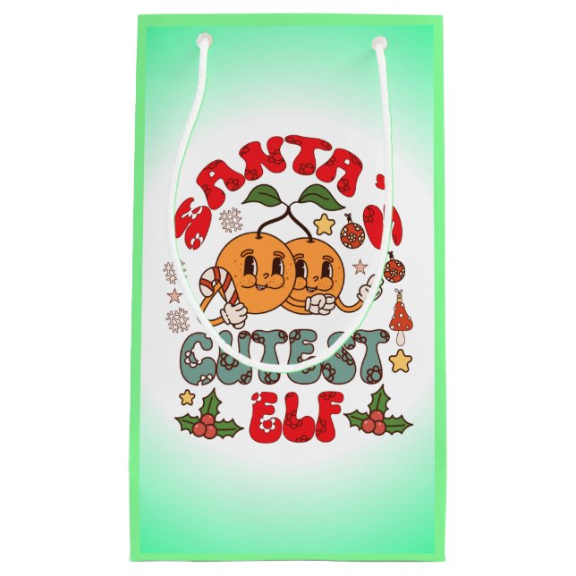 Santa's Cutest Elf Sublimation-80881 Small Gift Bag (Front)