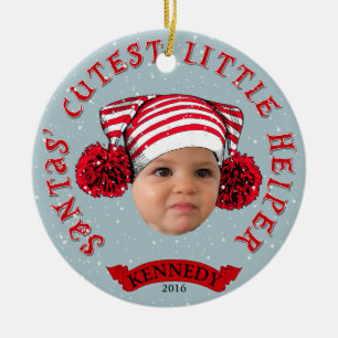Santas' Cutest Little Helper Ceramic Ornament