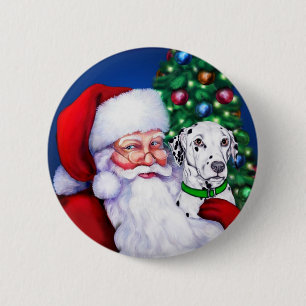 Santa's Dalmatian at Christmas 6 Cm Round Badge