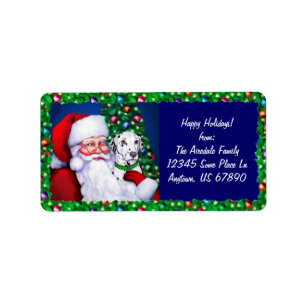 Santa's Dalmatian at Christmas Labels