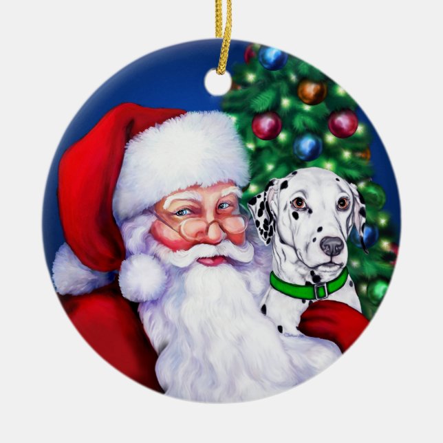 Santa's Dalmatian at Christmas Ornament (Front)