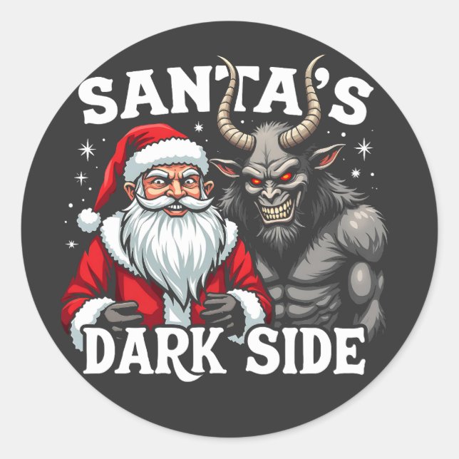 Santa's Dark Side Christmas Evil Krampus  Classic Round Sticker (Front)