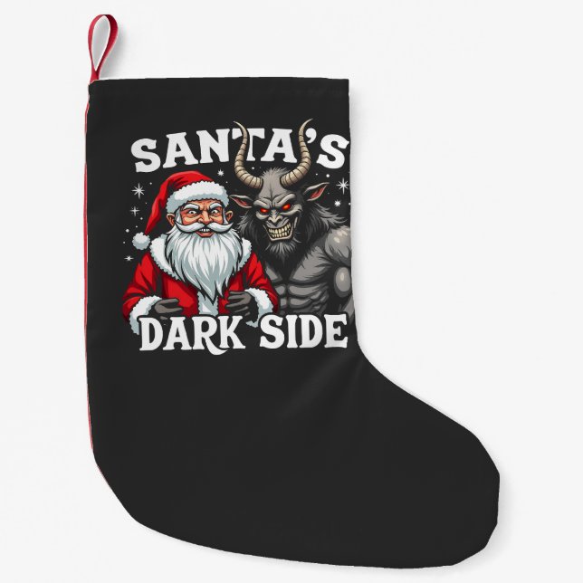 Santa's Dark Side Christmas Evil Krampus  Small Christmas Stocking (Front)