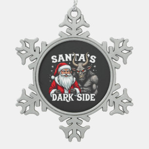 Santa's Dark Side Christmas Evil Krampus Snowflake Pewter Christmas Ornament