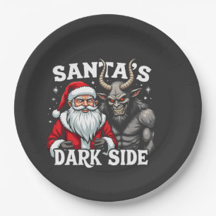 Santa's Dark Side Christmas Santa Krampus Devil Paper Plate