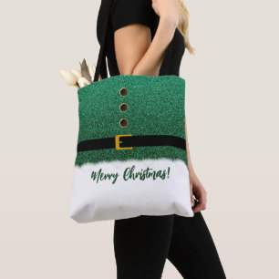 Santas Dazzling Green Outfit- Christmas- Tote Bag