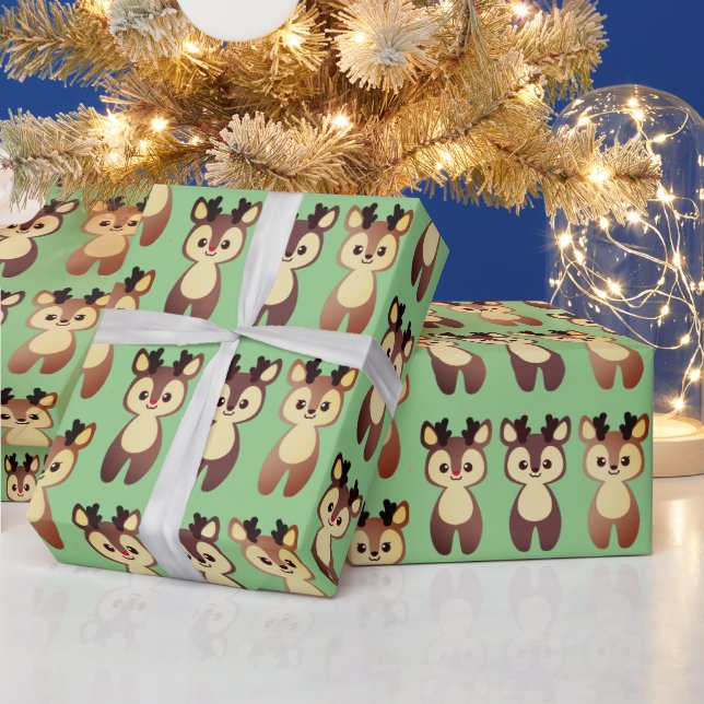 Santa's Deer Christmas Spirit Wrapping Paper (Holidays)