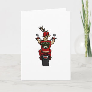Santa's deer riding a bike holiday card