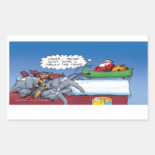 Santas Elephants Funny Holiday Cartoon Rectangular Sticker
