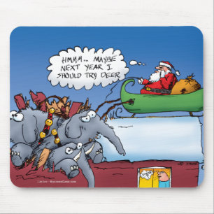 Santas Elephants Holiday Cartoon Mouse Pad