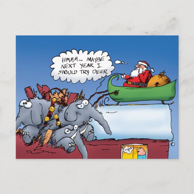 Santas Elephants Holiday Postcard (Front)