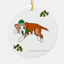 Santa's Elf cartoon dog ornament