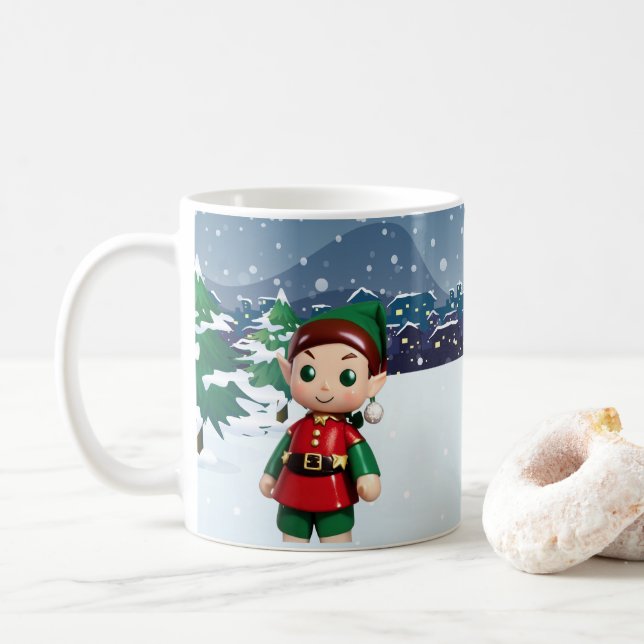Santa's Elf Christmas Mug (With Donut)