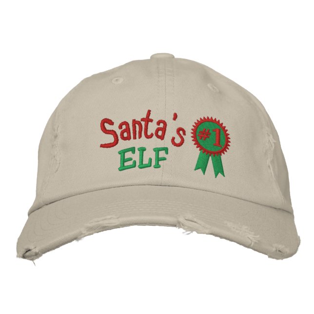 Santa's Elf Embroidered Hat (Front)