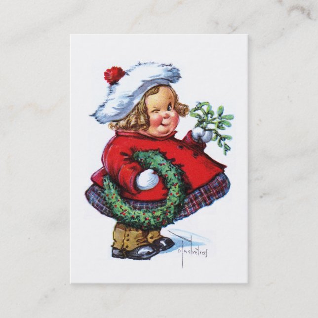 Santas Elf with Wreath Business Card (Front)