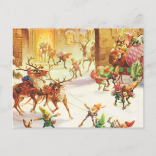 Santa's Elves at the North Pole Holiday Postcard