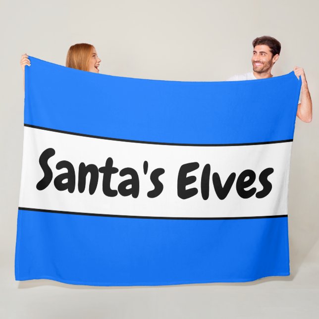 SANTA'S ELVES Bright Blue White Holiday Stripes Fleece Blanket (In Situ)