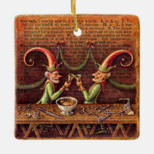 Santa's Elves Ornament, Wassail Ceramic Tree Decoration