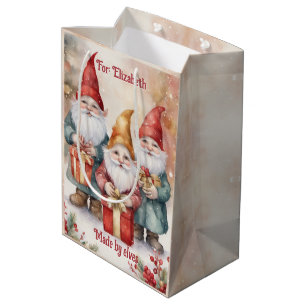 Santa's Elves Personalise Name Cute Christmas Medium Gift Bag
