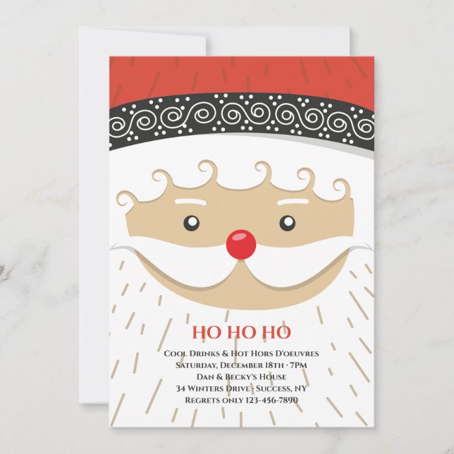 Santa's Face Christmas Party Invitations (Front)