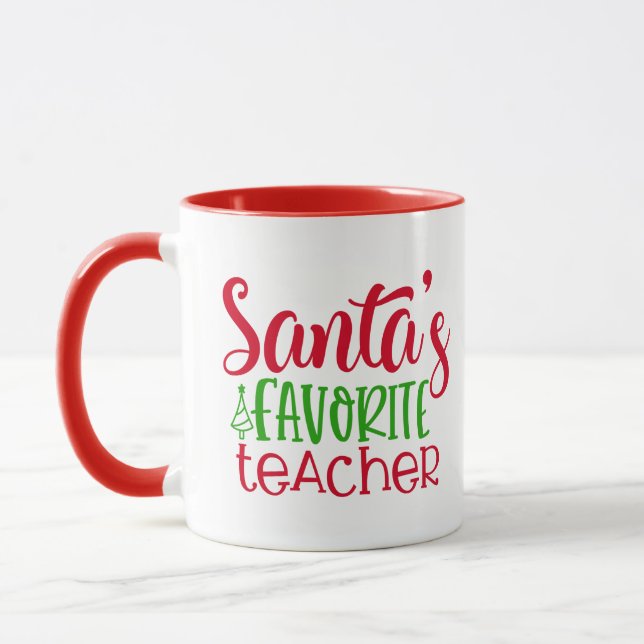 Santas Favoriate Teacher Cute Christmas Mug (Left)