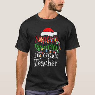 Santa's Favorite 3Rd Grade Teacher Christmas Santa T-Shirt