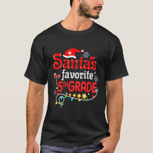Santa's Favorite 5th Grade Xmas Light Santa Hat Ch T-Shirt