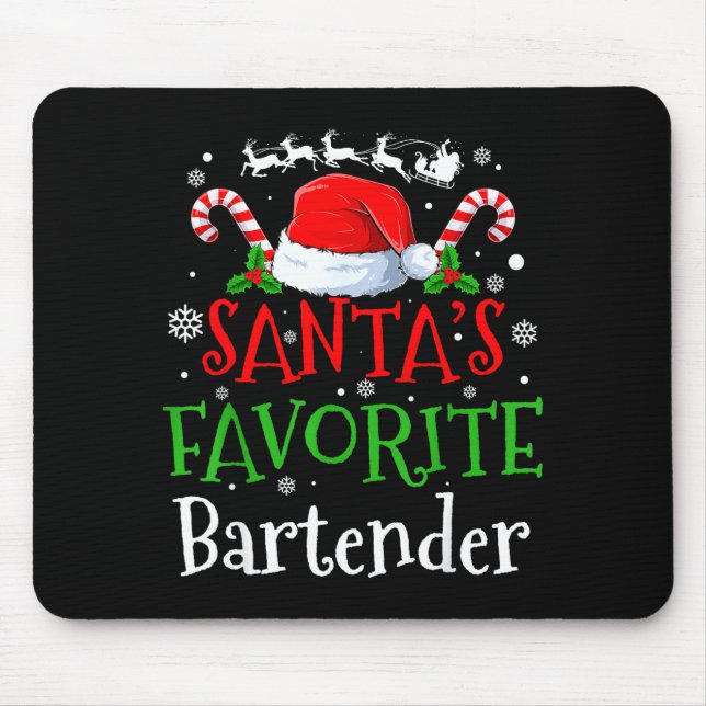 Santa's Favorite Bartender Christmas Party  Mouse Pad (Front)