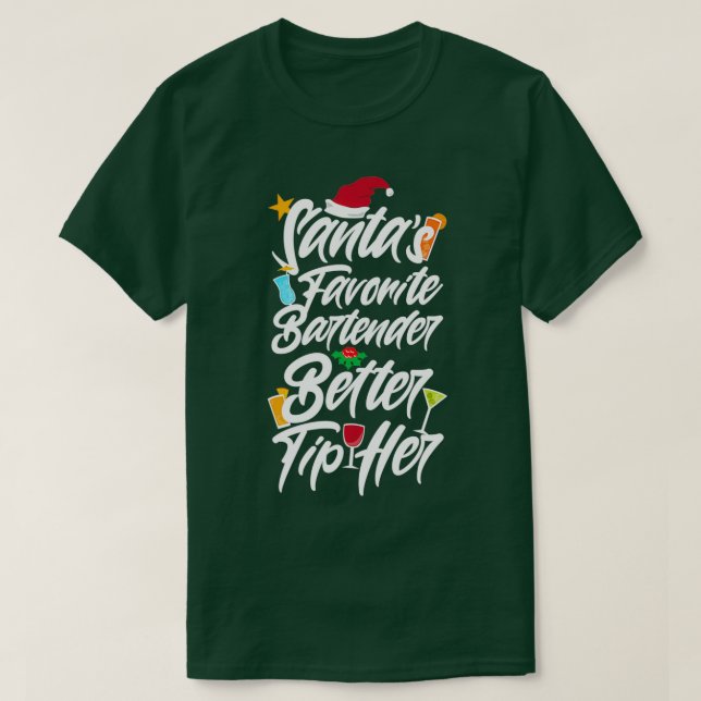Santas Favorite Bartender Woman 1 T-Shirt (Design Front)