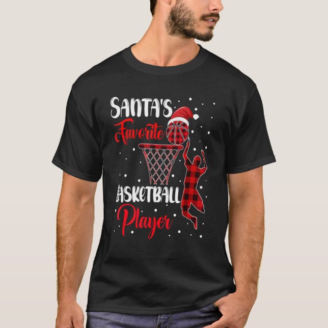 Santa's Favorite Basketball Player Christmas Quote T-Shirt (Front)