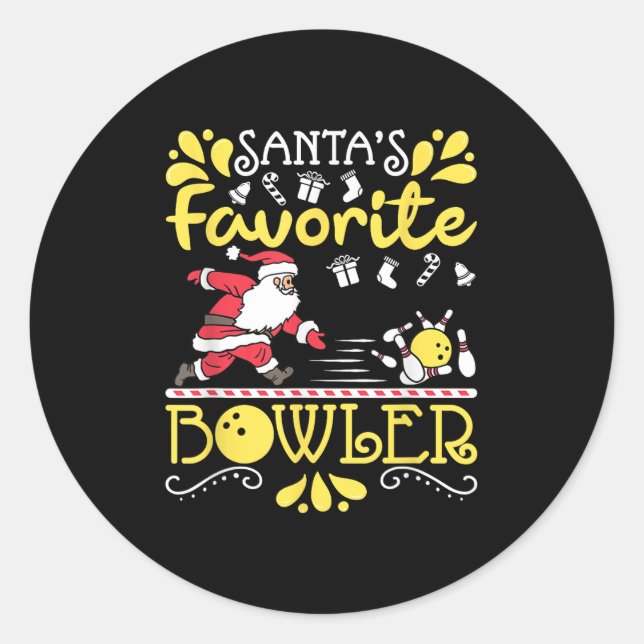 Santa's Favorite Bowler Santa Claus Bowling Christ Classic Round Sticker (Front)