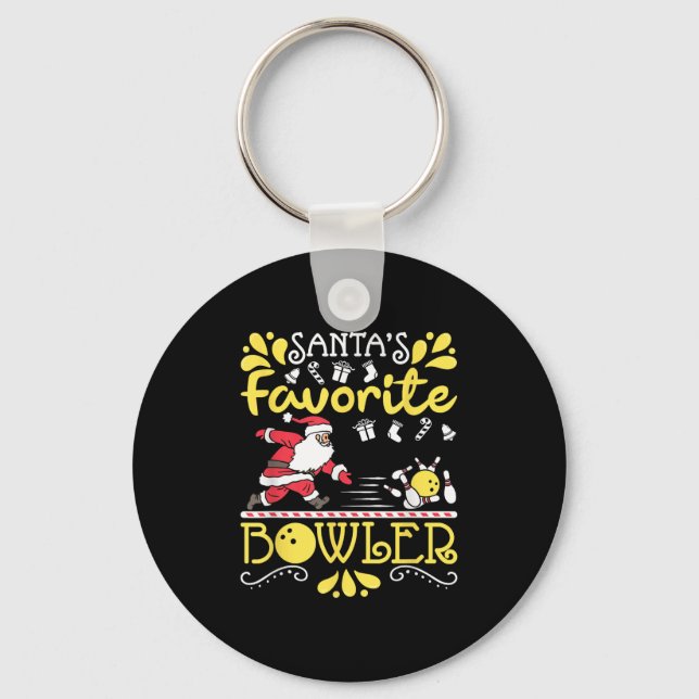 Santa's Favorite Bowler Santa Claus Bowling Christ Key Ring (Front)