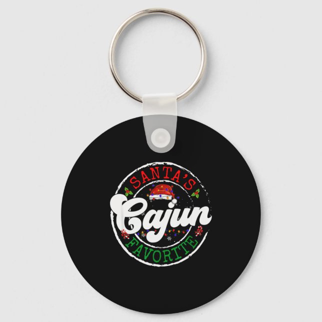 Santa's Favorite Cajun Christmas Pajama Family Mat Key Ring (Front)