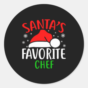 Santas Favorite Chef Funny Christmas Xmas Santa Lo Classic Round Sticker