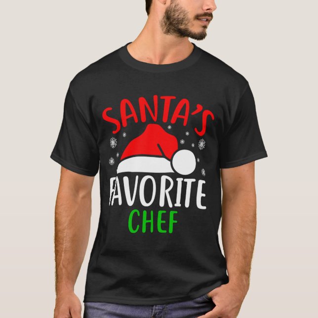 Santas Favorite Chef Funny Christmas Xmas Santa Lo T-Shirt (Front)
