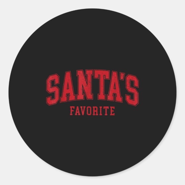 Santas Favorite Christmas Festive Holiday Xmas  Classic Round Sticker (Front)